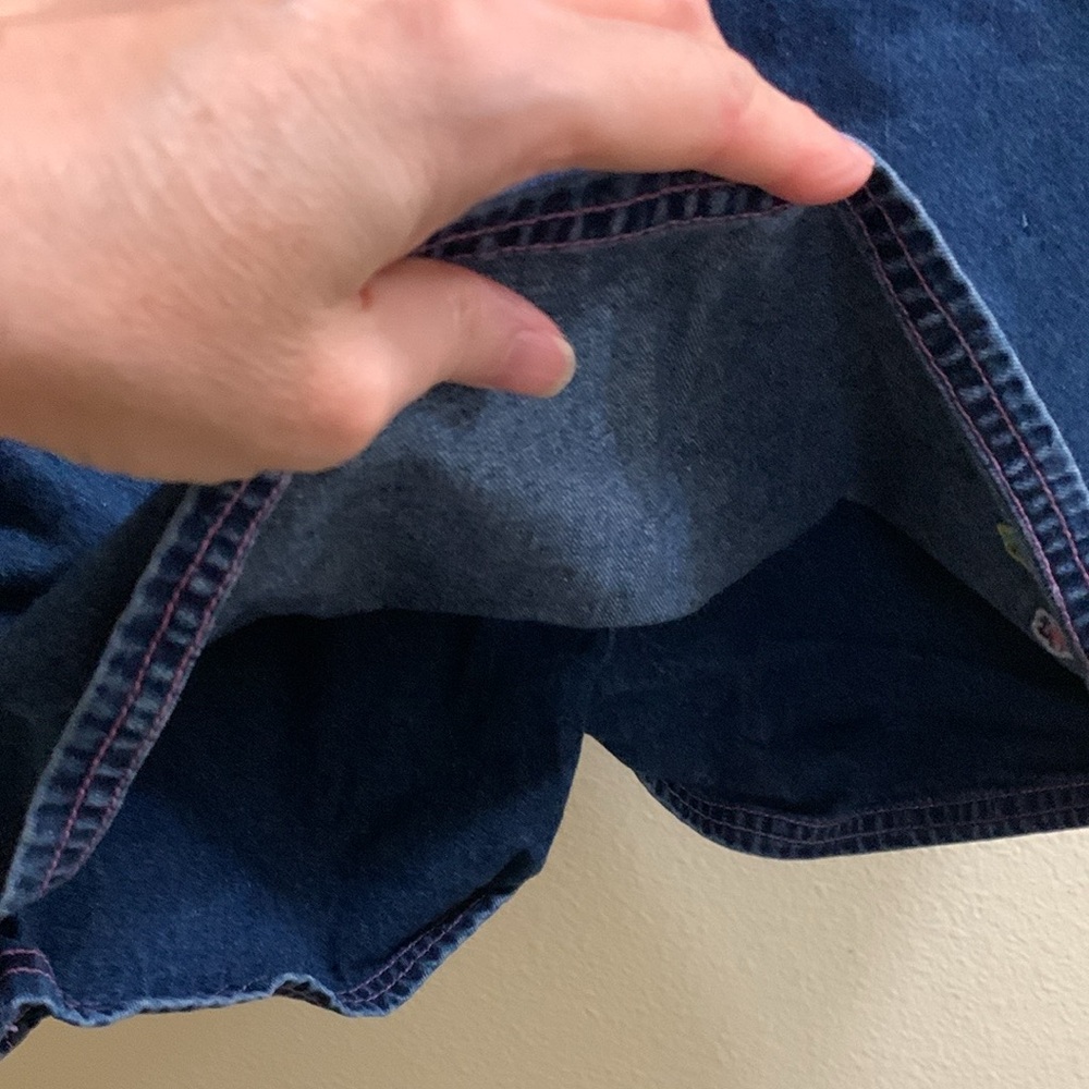 Vintage Y2K Scooby Doo Denim Jean Jumper Dress Shortall Size 7/8 Cotton Floral - Picture 10 of 13